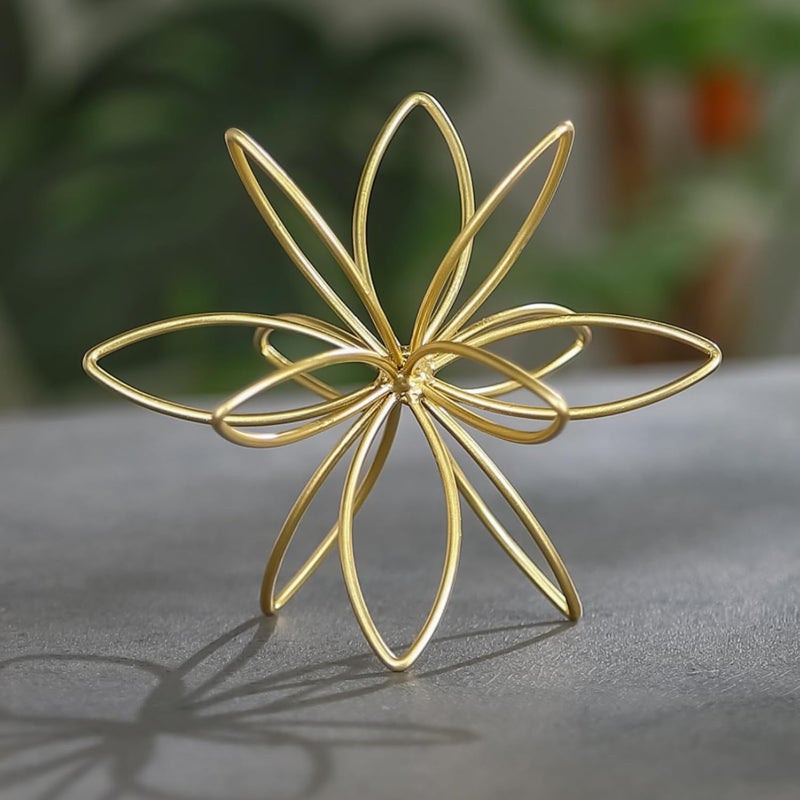 Mocome 4.25" Gold Sphere Decor, Metal Handmade Floral Decorative Sculpture, Abstract Tabletop Decorative Ball for Home Metal Sphere Decor - Image 1